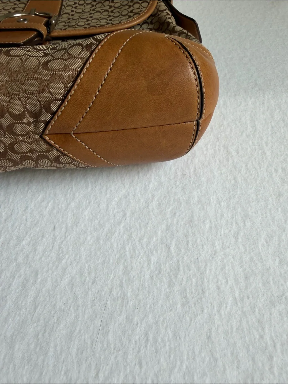 Vintage Coach Soho Signature Flap Shoulder Bag 6376 Khaki Jacquard Y2K leather